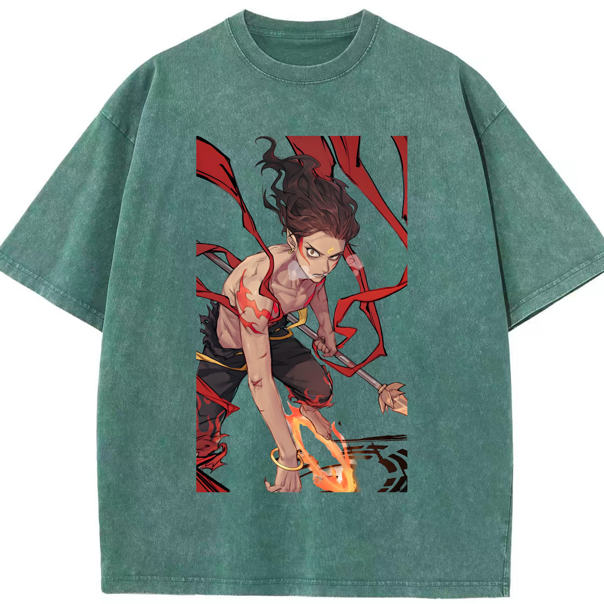 （画像用） Ne Zha 2 ナタ 魔童の大暴れ 綿100% ヴィンテージ風 半袖Tシャツ（フロントプリント）